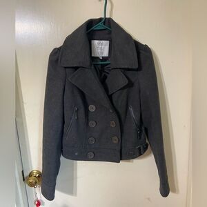 See Thru Soul Gray Peacoat Cropped Medium